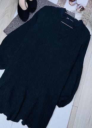 Нова осіння сукня zara s oversize коротке плаття оверсайз трапеція ярусна сукня пишна плаття зара з об’ємними рукавами