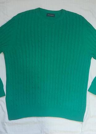 Яркий зеленый хлопковый свитер piombo в косы, размер xl-xxl (100% хлопок)