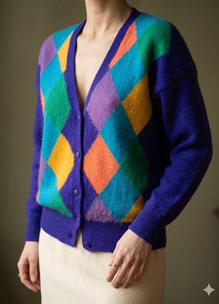 United colors of benetton винтажный мохеровый кардиган,кофта.80-90 годов.италия.m-l.
