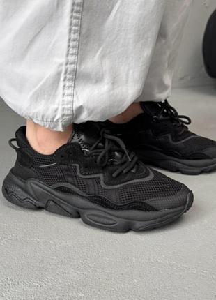 Черные красовки кожа adidas 3