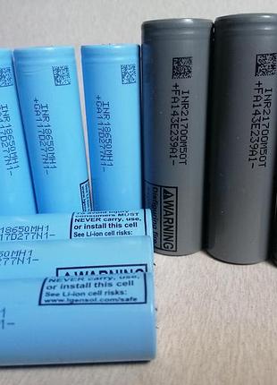 Акумулятори li-ion формату 18650 lg mh1 2850-3000mah та формату 21700 4800mah