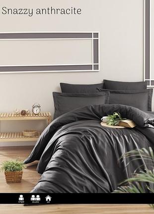 Постільна білизна issi home сатин люкс сімейний розмір snazzy anthracite