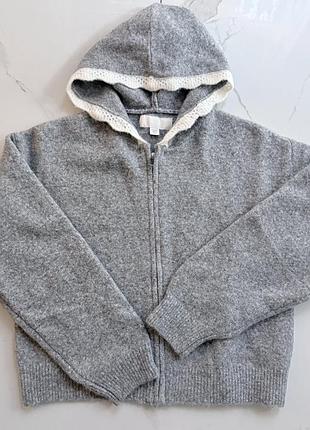 Кофта для дівчинки zara сіра на блискавці з капюшоном