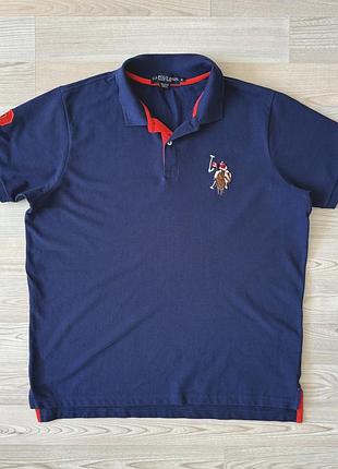 Футболка поло чоловіча us polo assn темно-синя 100% бавовна р. xl