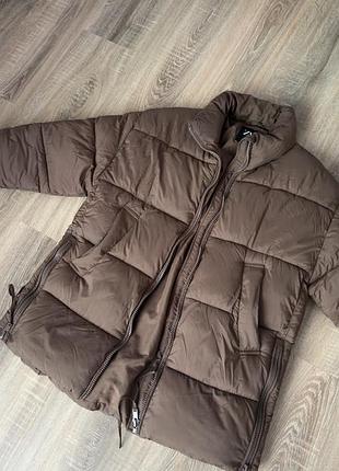 Пуховик жіночий zara puffer coat коричневий