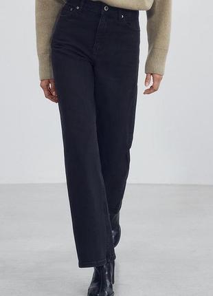 Джинси жіночі чорні zw collection comfort wide leg із високою посадкою zara new