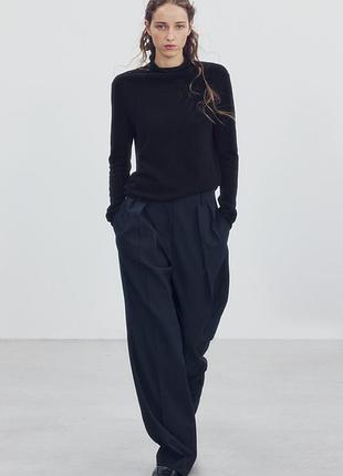 Свитер женский темный из 100% экстра мягкой шерсти с высоким воротом zara new