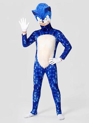 Карнавальный костюм соника (sonic) для мальчика - комбинезон + маска 130см
