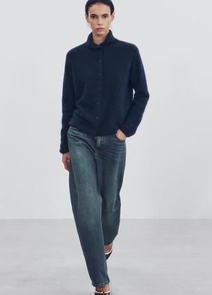 Жакет женский синий из 100%-й шерсти с ворсовым эффектом zara new