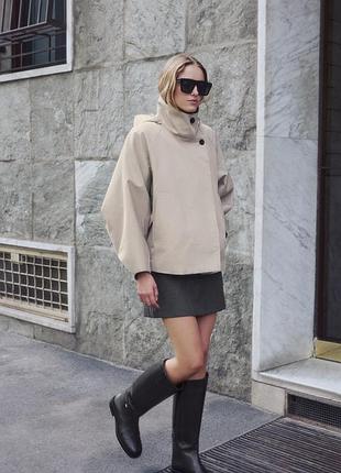 Короткая женская светлая парка water-repellent zw collection zara new
