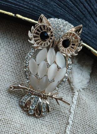 Брошка 🦉 сова с опалами 2
