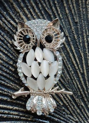 Брошка 🦉 сова с опалами 4