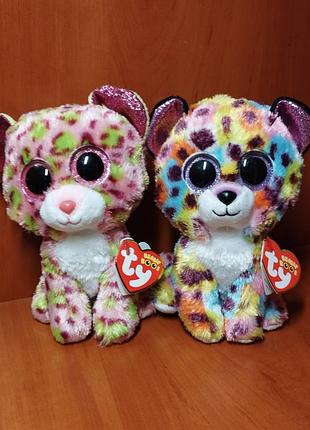 Мягкая игрушка ty beanie boos леопард lainev, giselle 16 см. глазустик