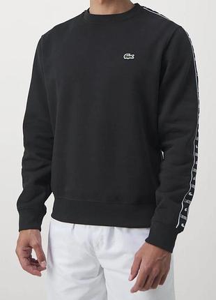 Чоловічий світшот lacoste чорний з лампасами