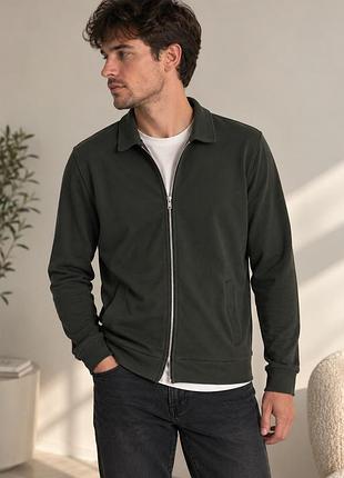Asos l (eu l) темно-оливкова кофта на блискавці з коміром та кишенями хакі