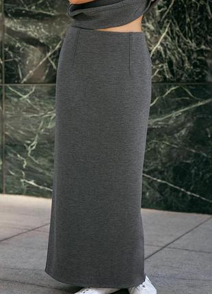 Прямая серая юбка midi soft zara new