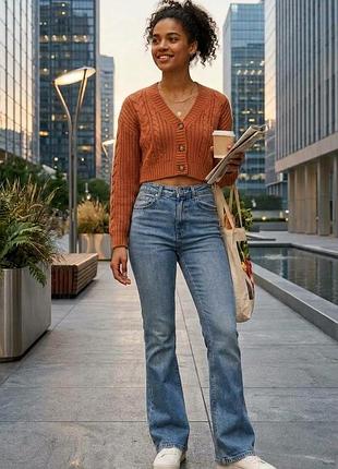 Джинсы женские клеш, cropp, 36/s, coton 100%