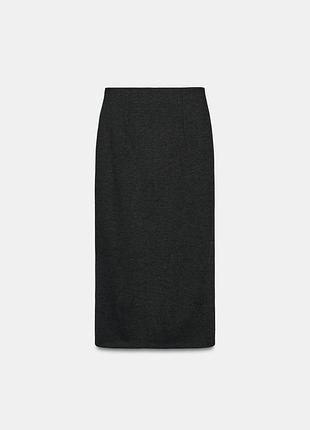 Прямая черная юбка midi soft zara new