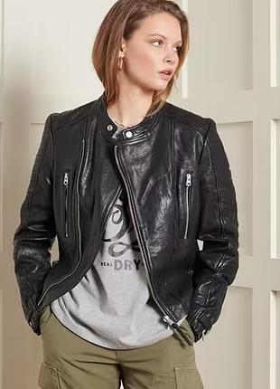 Стильна шкіряна куртка косуха superdry 2