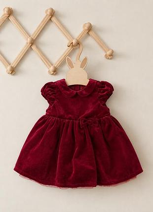 Оксамитова бордова святкова сукня для дівчинки | h&m