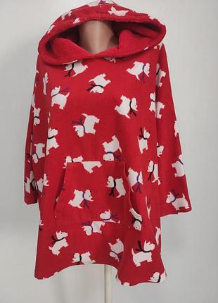 Пончо накидка тепла флисовая с капюшоном one size 2