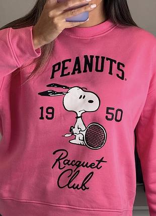 Світшот жіночий рожевий зі snoopy на флісі