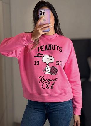 Світшот жіночий рожевий зі snoopy на флісі