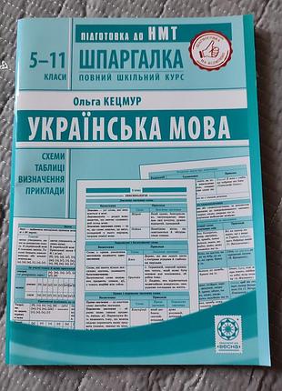 Шпаргалка: українська мова. повний шкільний курс" для підготовки до нмт