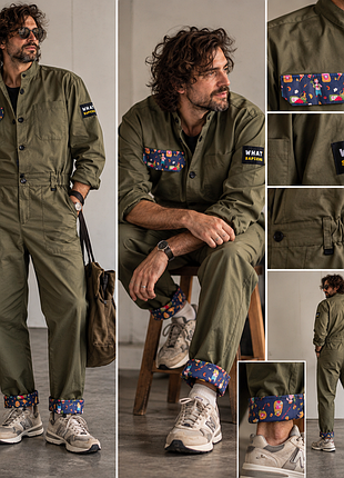 Чоловічий комбінезон what' sapiens / utility workwear / хакі  український бренд  для творчих особистостей