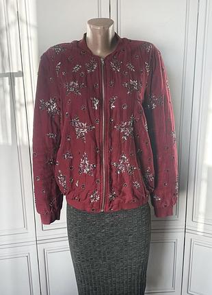 Бомбер с вышивкой zara , р.м 9