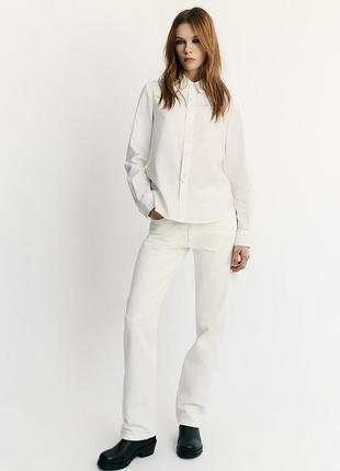 Джинси жіночі білі trf straight fit у смужку з середньою посадкою zara new