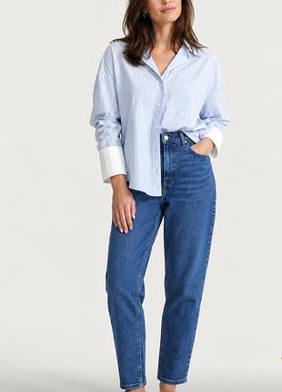 Жіночі джинси mom fit сині з високою посадкою, розмір 16