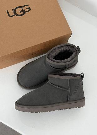 Угги мини ugg ultra mini grey suede мины угги
