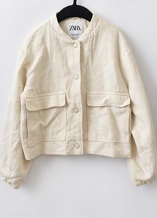 Куртка для дівчинки zara демісезонна молочна 140 см