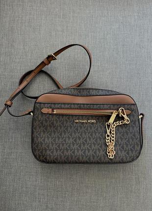 Сумка jet set large logo crossbody michael kors