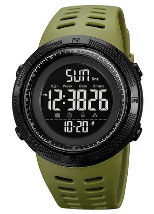 Мужские спортивные часы skmei 2070ag army green с электронным циферблатом и водозащитой 5 atm