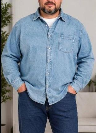 Сорочка чоловіча джинсова блакитна 2xl (54-56)
