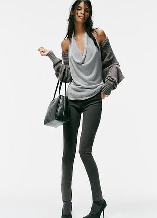 Топ-холтер жіночий сріблястий із металізованої нитки zara new