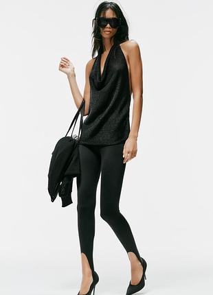 Топ-холтер жіночий чорний із металізованої нитки zara new