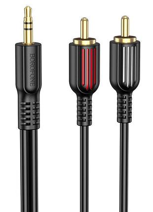 Аудіокабель borofone bl11 3.5mm male to double lotus rca, pvc, 1,5m, black