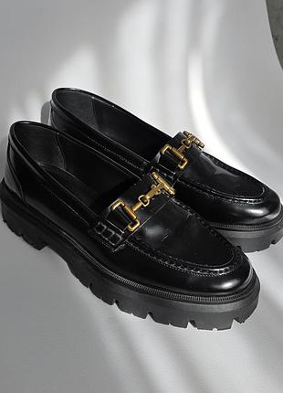 Лофери жіночі massimo dutti чорні, розмір 38-39, шкіра