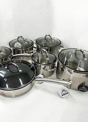 Набор кастрюль с крышками для кухни, кастрюли с пятислойным дном нержавеющая сталь xj-97