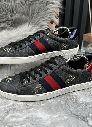 Gucci ace web tiger supreme мужские кроссовки кожа оригинал 43 eur