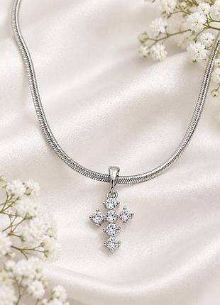 Хрестик на ланцюжку 45 см,xuping jewelry родій.