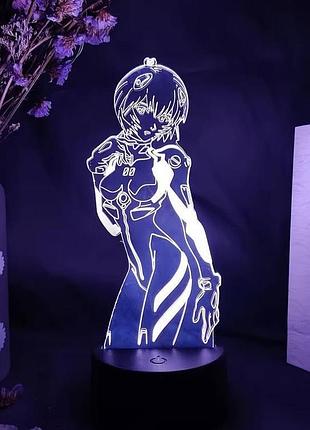 Нічник 3d led з аніме «neon genesis evangelion» (рей аянамі) / 7 кольорів свічення