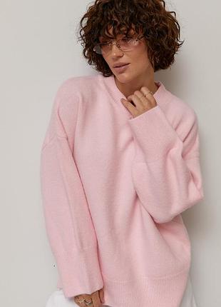 Женский вязаный джемпер oversize с боковыми разрезами. различные цвета