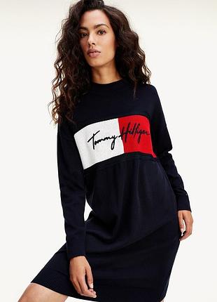 Сукня жіноча tommy hilfiger темно-синя сукня светр хс