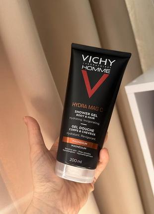 Гель для душу vichy homme hydra mag c, 200 мл, для чоловіків