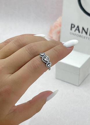 🔥срібна каблучка pandora трилогія сердець з ореолом