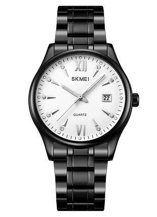 Мужские классические часы skmei 2158bkwt black-white с металлическим браслетом и минеральным стеклом